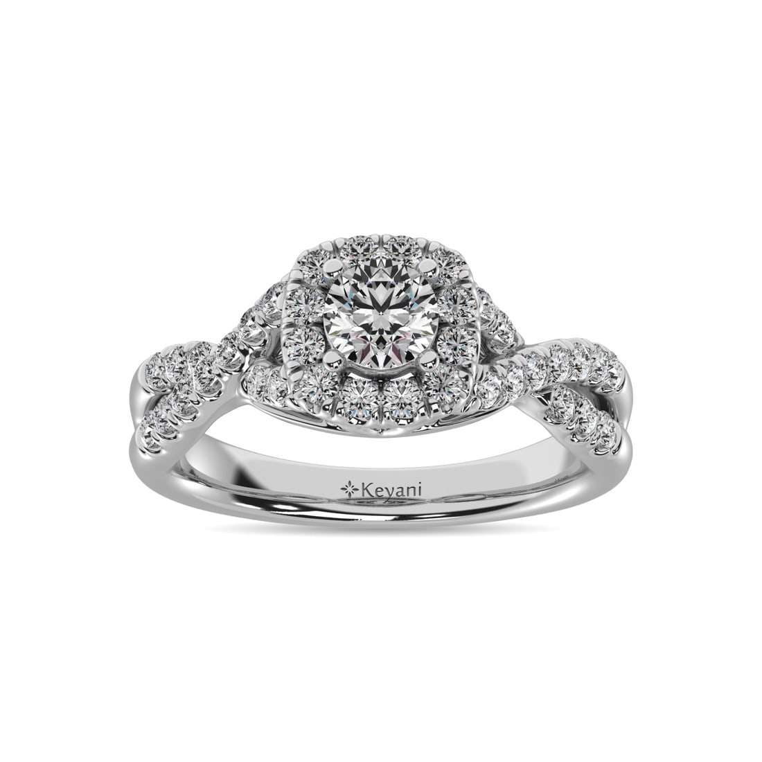 14K White Gold 1 Ct.Tw. Diamond Halo Engagement Ring: 14K White Gold 1 Ct.Tw. Diamond Halo Engagement Ring This eye-catching engagement is available in 14K White Gold. There are 37 round diamonds with a total carat weight of 1 Ct.Tw. set in a micro prong