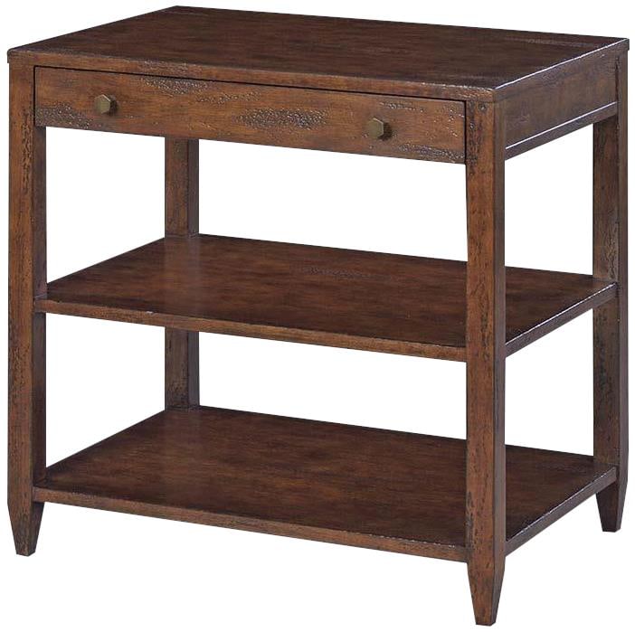 Oliver Home Wallace Rustic Wide Side Table with Drawer and Shelves (1 of 3)