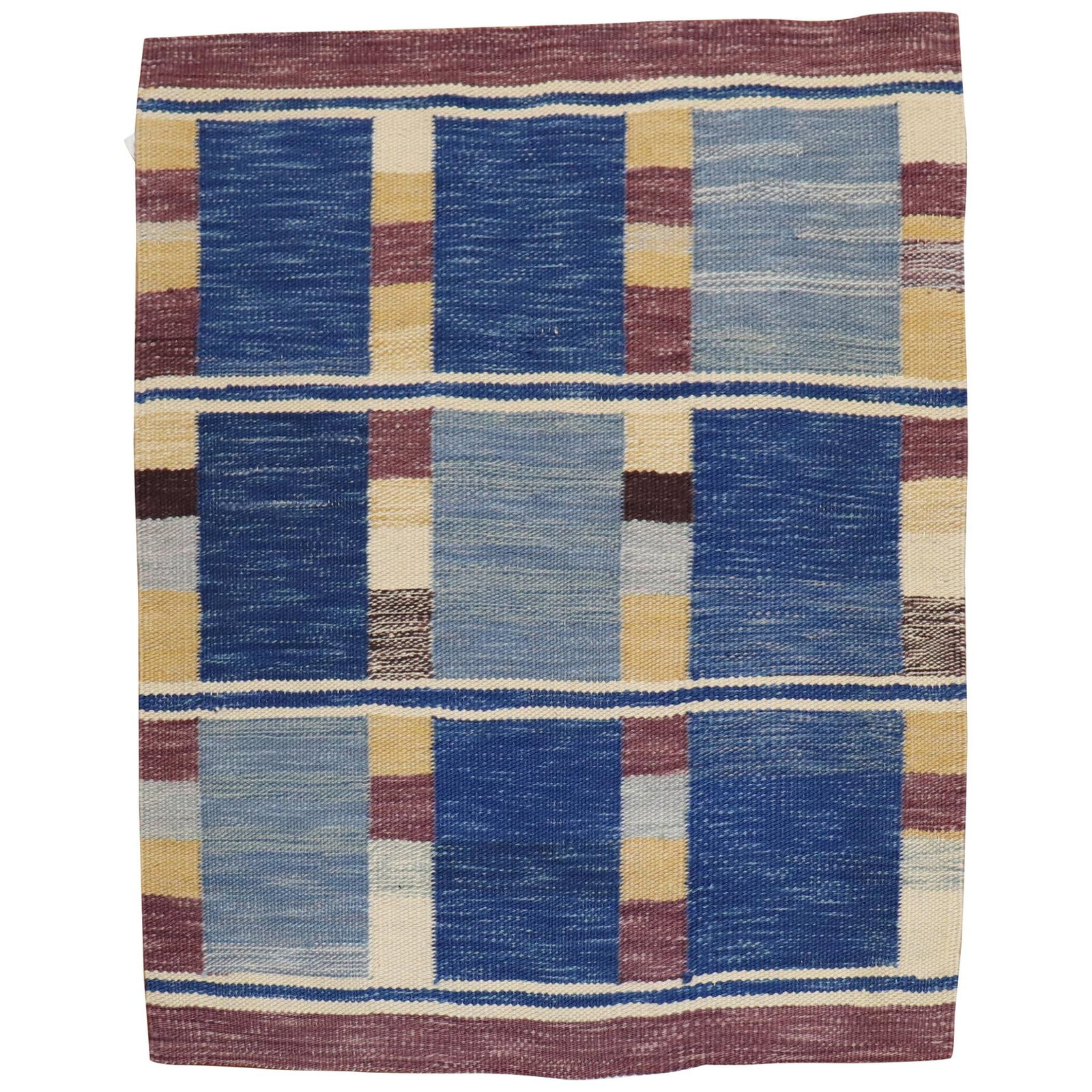 Unique Zabihi Collection Abstract Kilim Wool Rug Sweden (1 of 9)