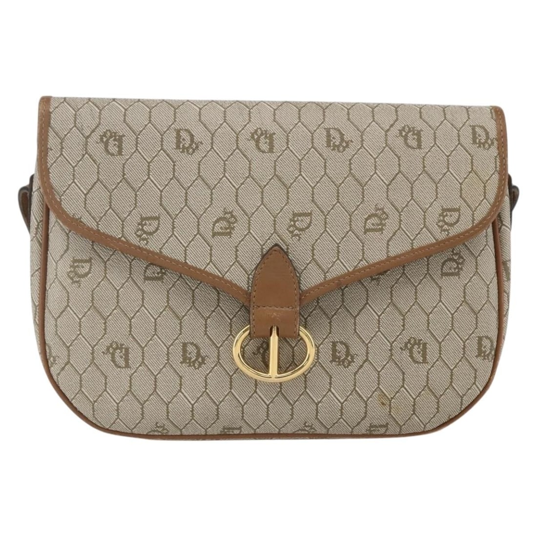 Beige Canvas and Leather Honeycomb Shoulder Bag by Christian Dior (1 of 18)