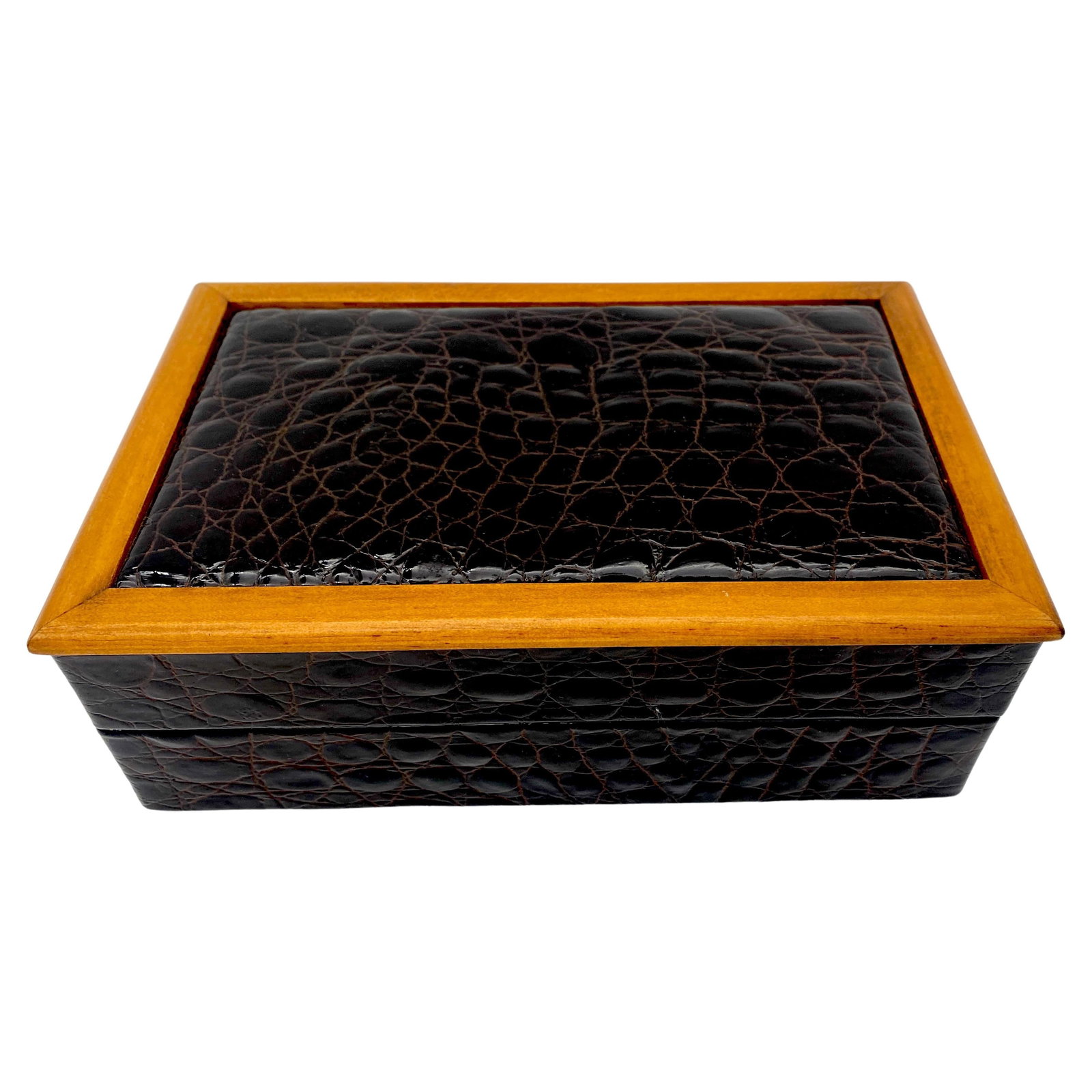 1950s Vintage Italian Embossed Crocodile Leather Men's Jewelry Box (1 of 8)