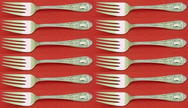 International Sterling Silver Fontaine Salad Fork Set 12 Pieces 6 1/4" (1 of 3)