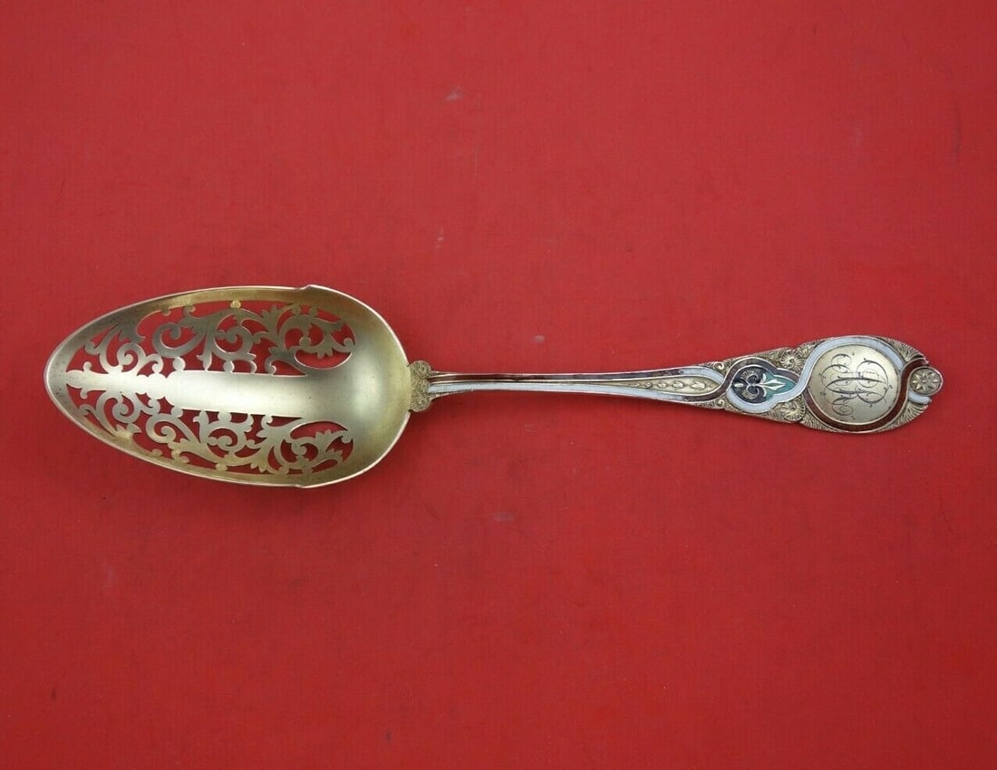Wendt Moresque Sterling Silver Vermeil Ice Serving Spoon 9.25 Inch (1 of 3)