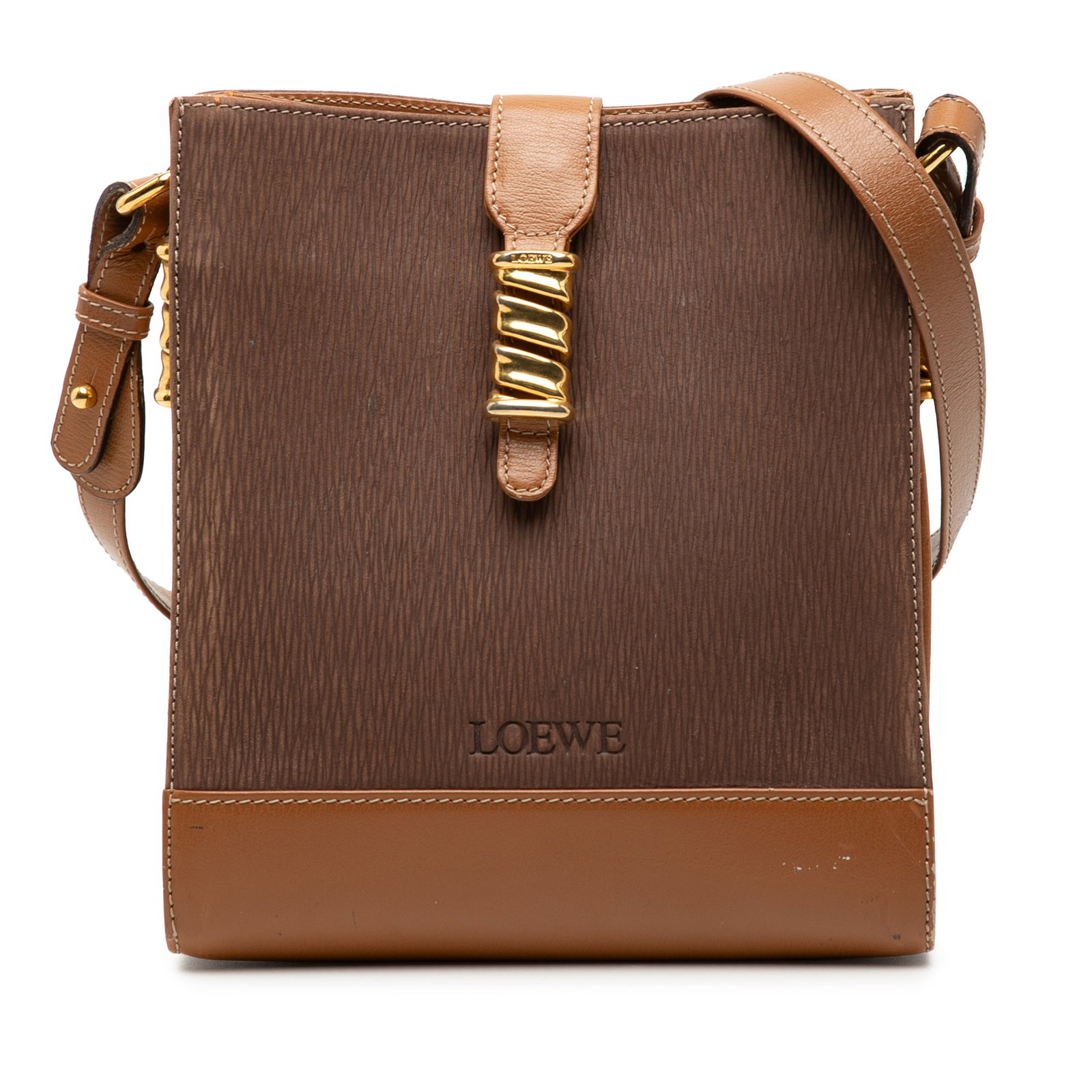 Velasquez Twist Brown Leather Shoulder Bag by Loewe Spain (1 of 9)