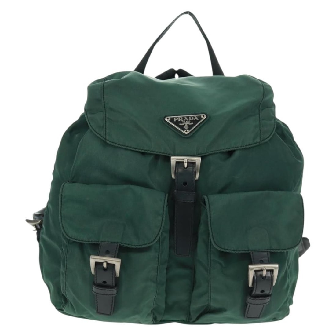 Green Nylon Prada Vela Backpack with Dual Front Pockets and Saffiano Leather (1 of 18)