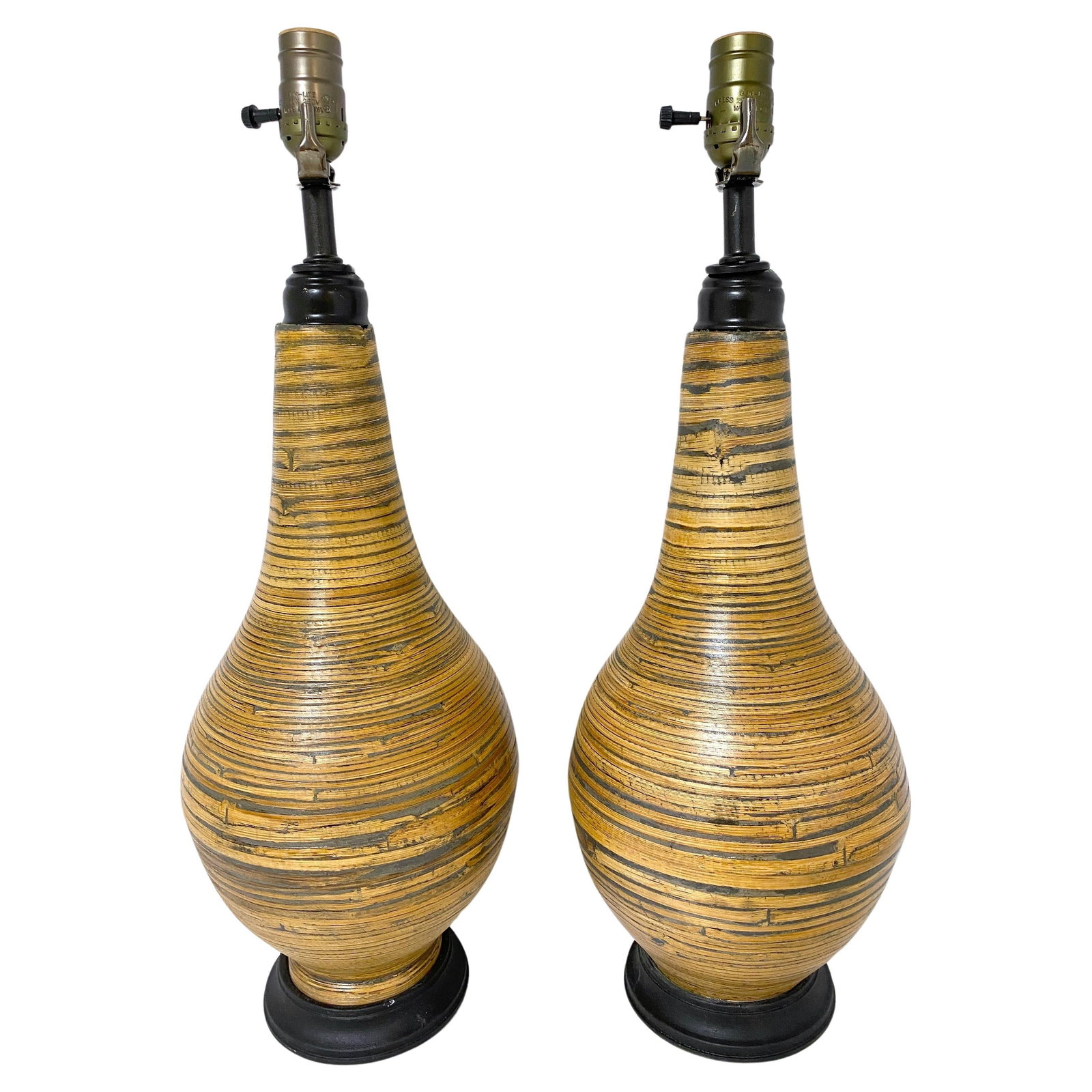 Set of 2 Organic Modern Bamboo Lamps Coastal Elegance (1 of 7)