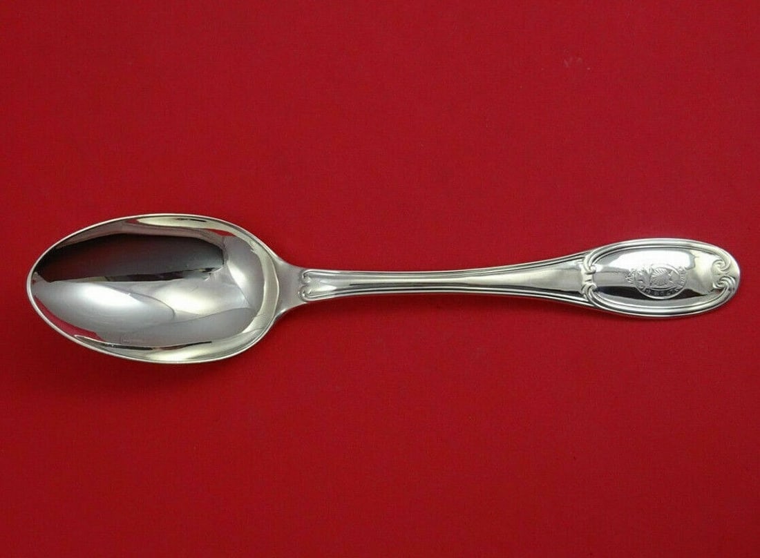 Victorian Sterling Silver Serving Spoon 1856 Monogrammed Crest (1 of 2)