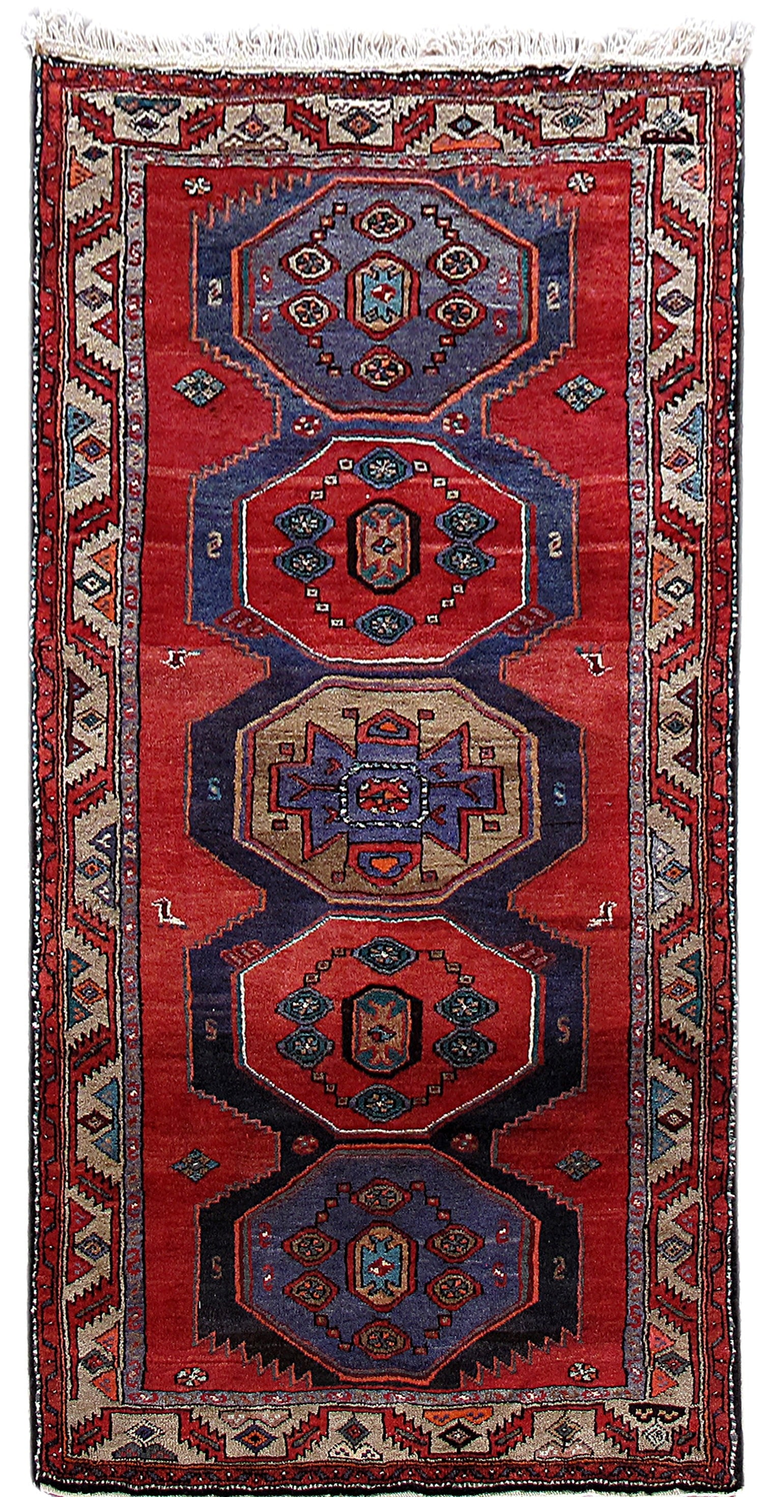 Handcrafted 3'8" x 7'3" Red Persian Hamadan Rug from Iran (1 of 6)