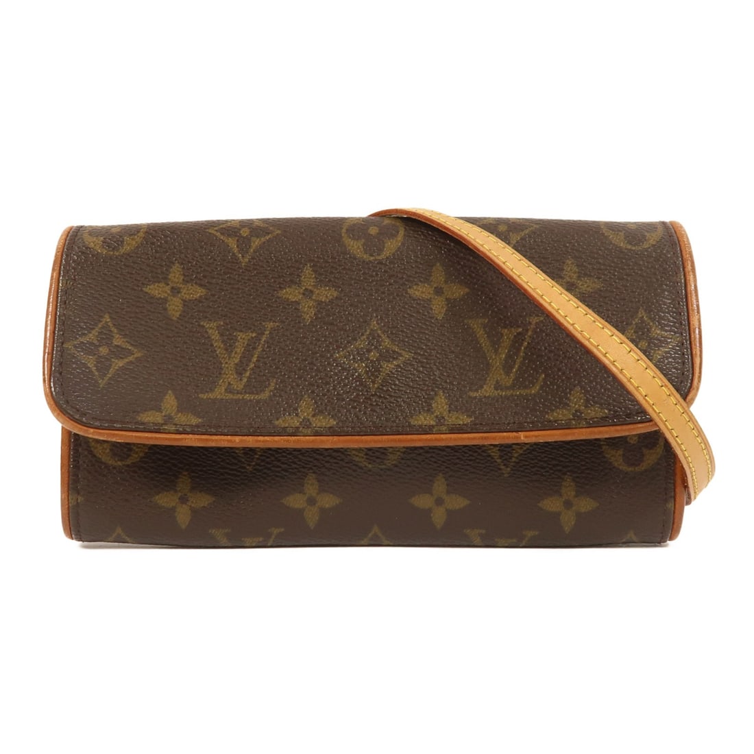 Louis Vuitton Pochette Florentine Monogram Brown Shoulder Bag M51855 GHW: Louis Vuitton Pochette Florentine Monogram Brown Shoulder Bag M51855 GHW This Louis Vuitton Pochette Florentine shoulder bag features the iconic monogram pattern in brown on PVC coated canvas. Made in