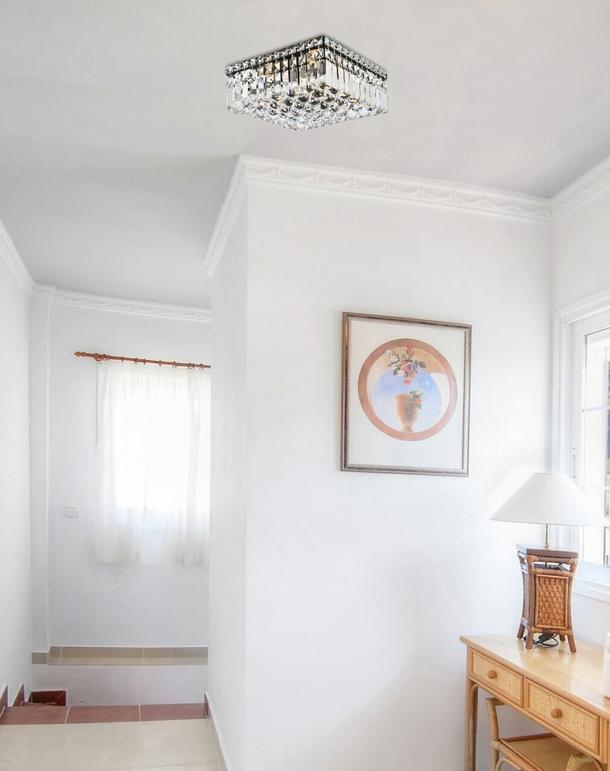 Maxime Royal Cut Crystal Flush Mount 4-Light 12" Ceiling Fixture Black and Clear (1 of 8)