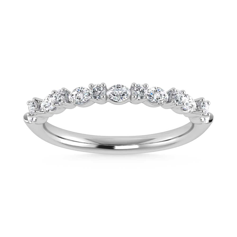 14K White Gold Lab Grown Diamond 5/8 Ct.Tw. Marquise and Round Stackable Band (1 of 4)