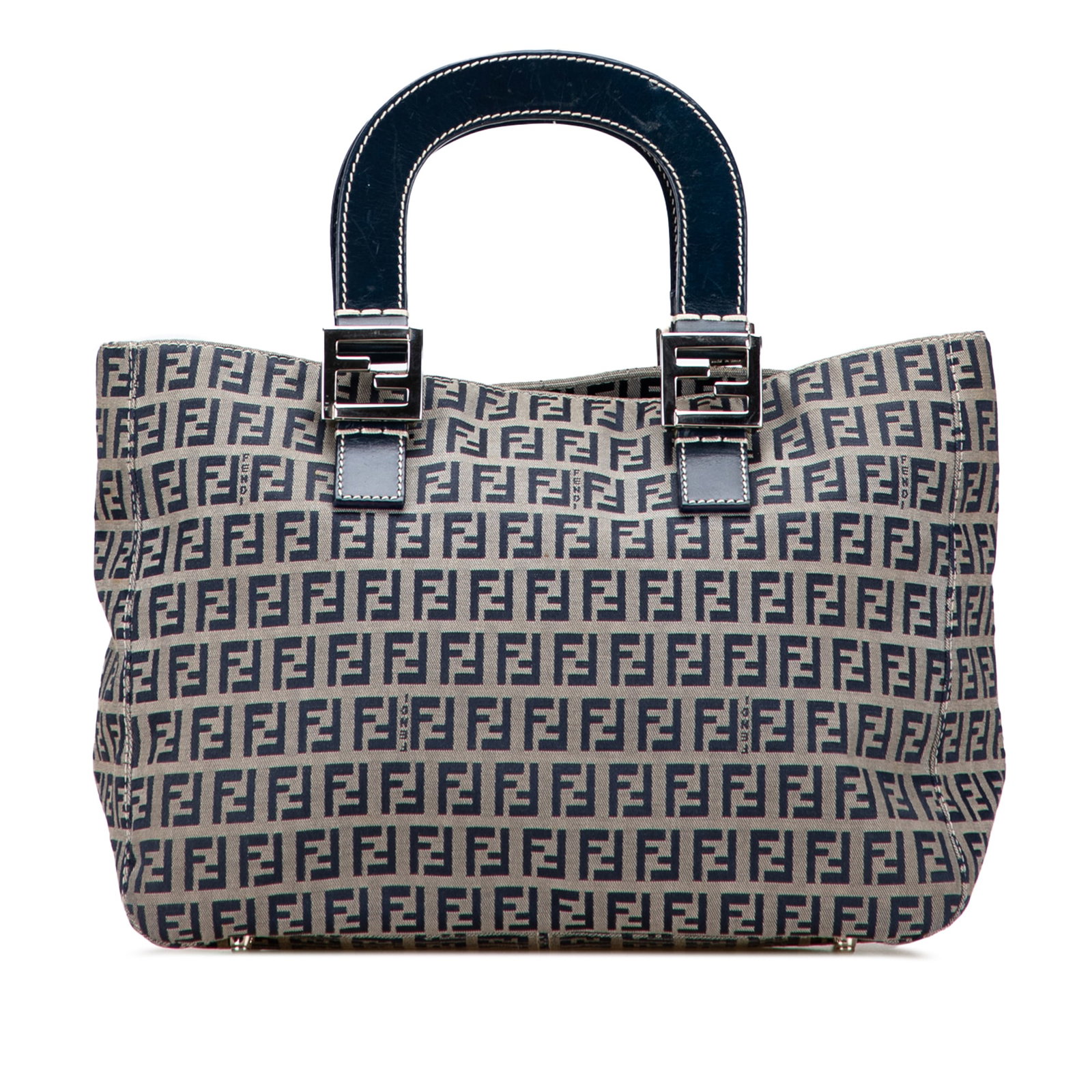 Fendi Small Zucchino Canvas Twins Tote Gray Fabric Bag: Fendi Small Zucchino Canvas Twins Tote Gray Fabric Bag This Fendi Small Zucchino Canvas Twins Tote is a stylish and versatile accessory crafted from durable canvas with elegant leather trim. It featur