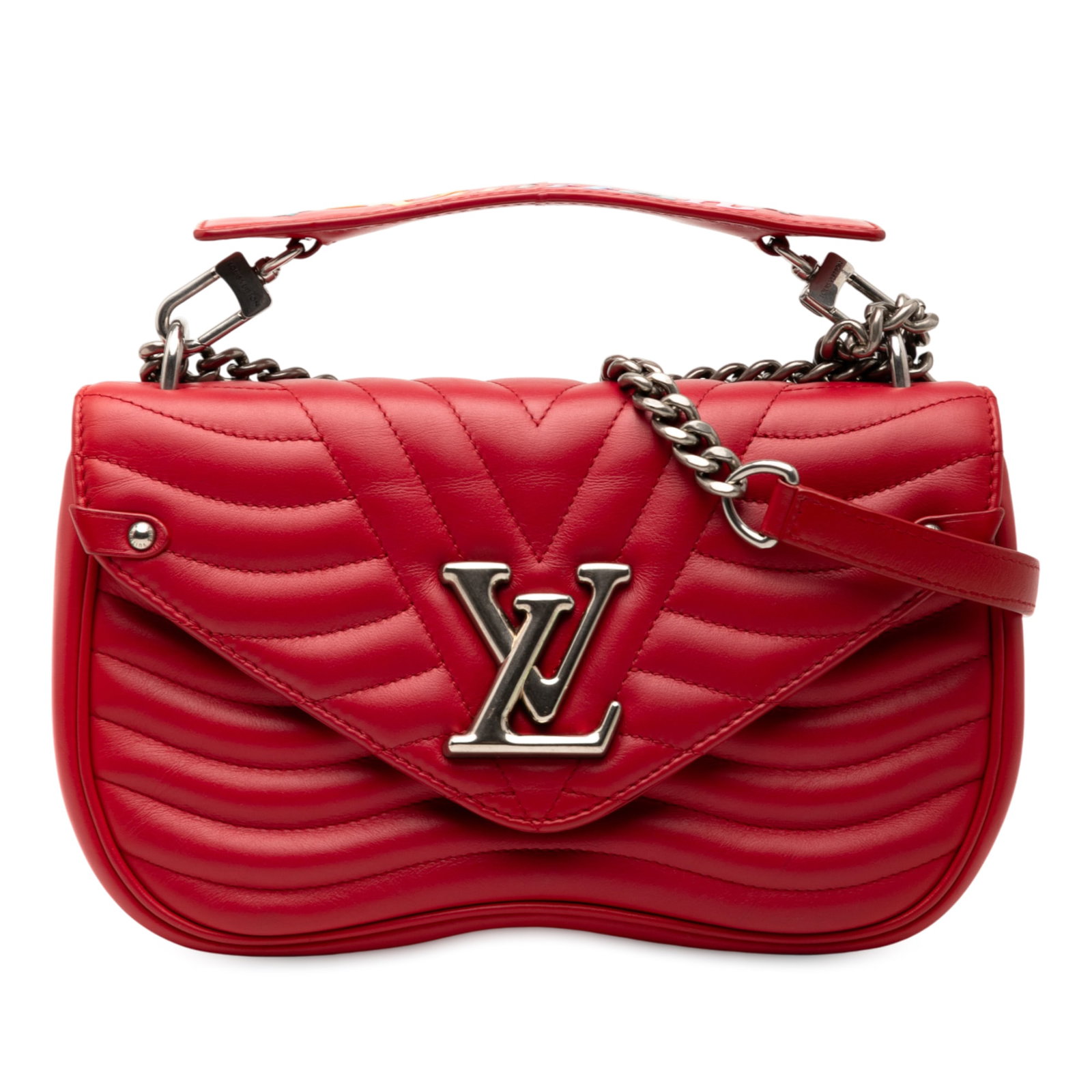 Louis Vuitton New Wave Chain Bag MM Red Leather Italy (1 of 7)