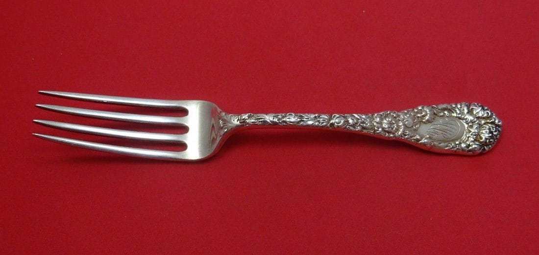 Durgin Chrysanthemum Sterling Silver Dinner Fork 7 1/2" Vintage Flatware (1 of 1)