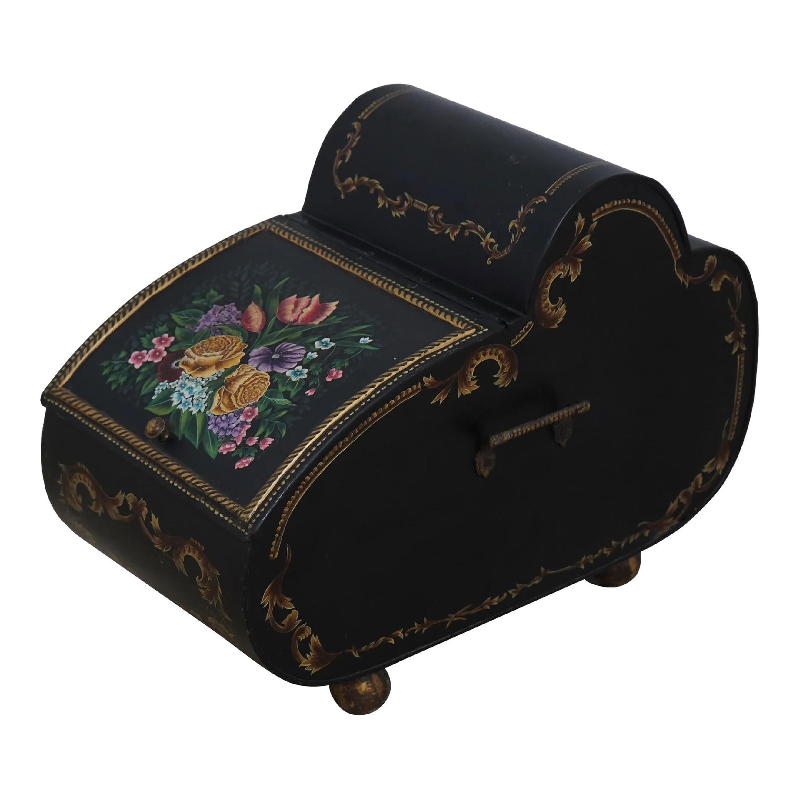 Charming Toleware Painted Coal Bin with Brass Handle (1 of 10)