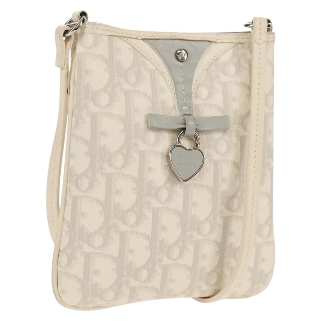 White Silver Dior Trotter Romantic PVC Shoulder Bag Made in Italy: White Silver Dior Trotter Romantic PVC Shoulder Bag Made in Italy This Christian Dior Trotter Romantic Shoulder Bag features a stylish combination of white and silver tones crafted from PVC leather an