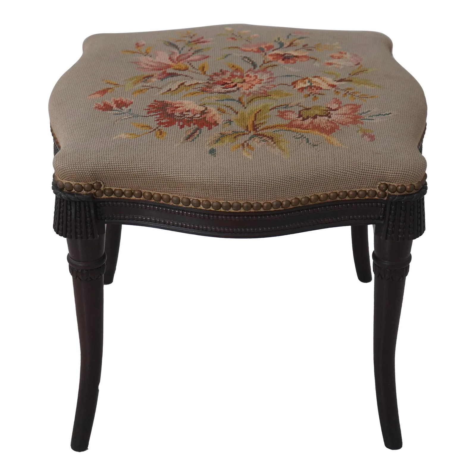 Vintage 1930s French Classical Needlepoint Ottoman Stool (1 of 10)