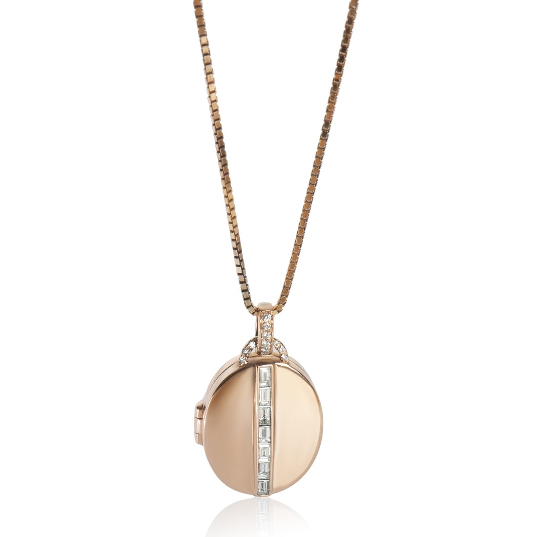 14K Rose Gold Oval Locket Pendant with 0.41ct Diamonds (1 of 3)