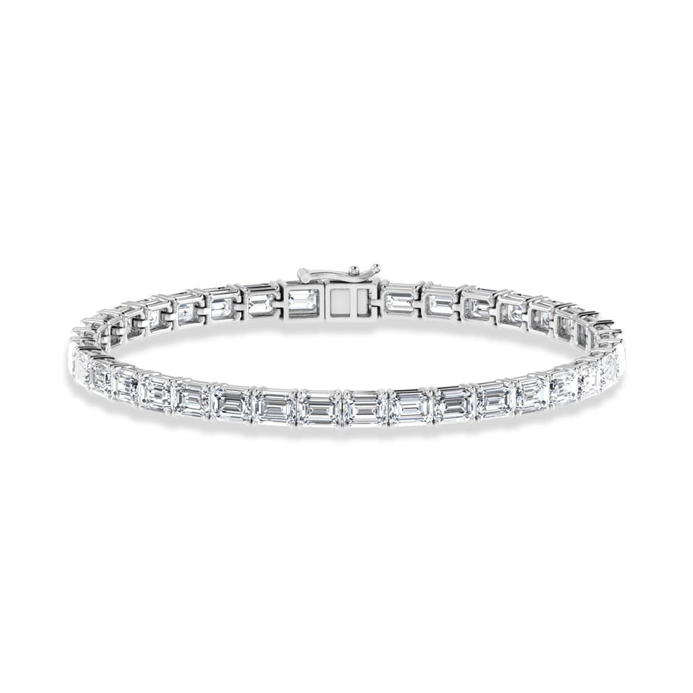 14K White Gold 15 Ct.Tw. Emerald Horizontal Shape Lab Grown Diamond Tennis Bracelet (1 of 2)