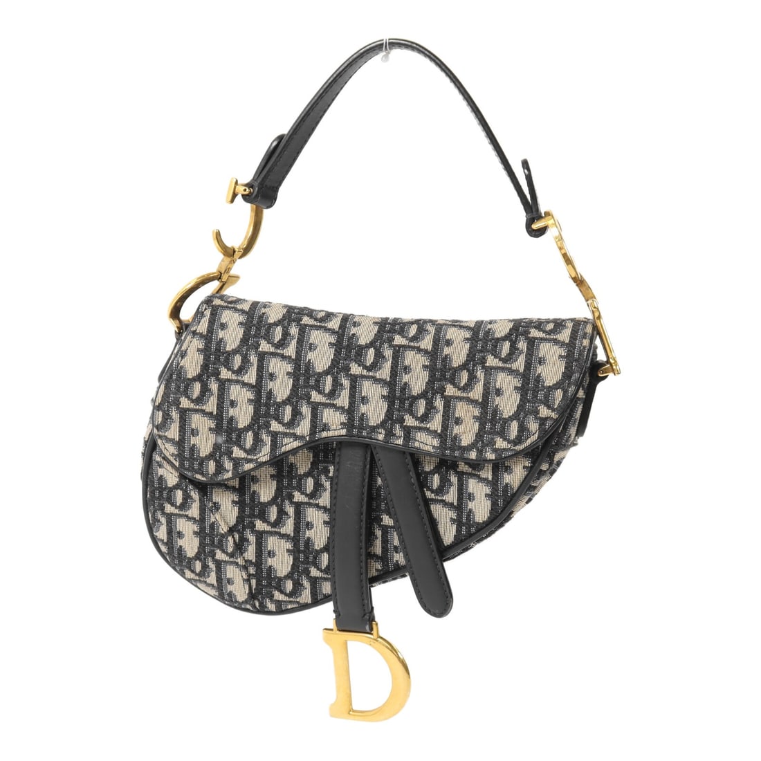 Dior Mini Saddle Blue Canvas Shoulder Bag with Gold Hardware (1 of 18)