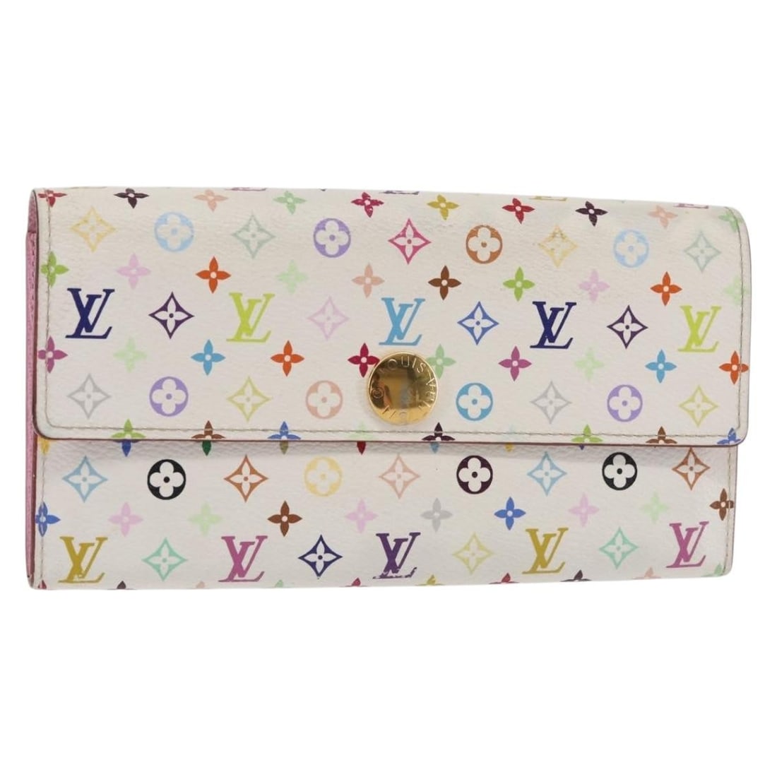 LOUIS VUITTON Multicolor Sarah Wallet M93532 White Canvas Spain (1 of 18)
