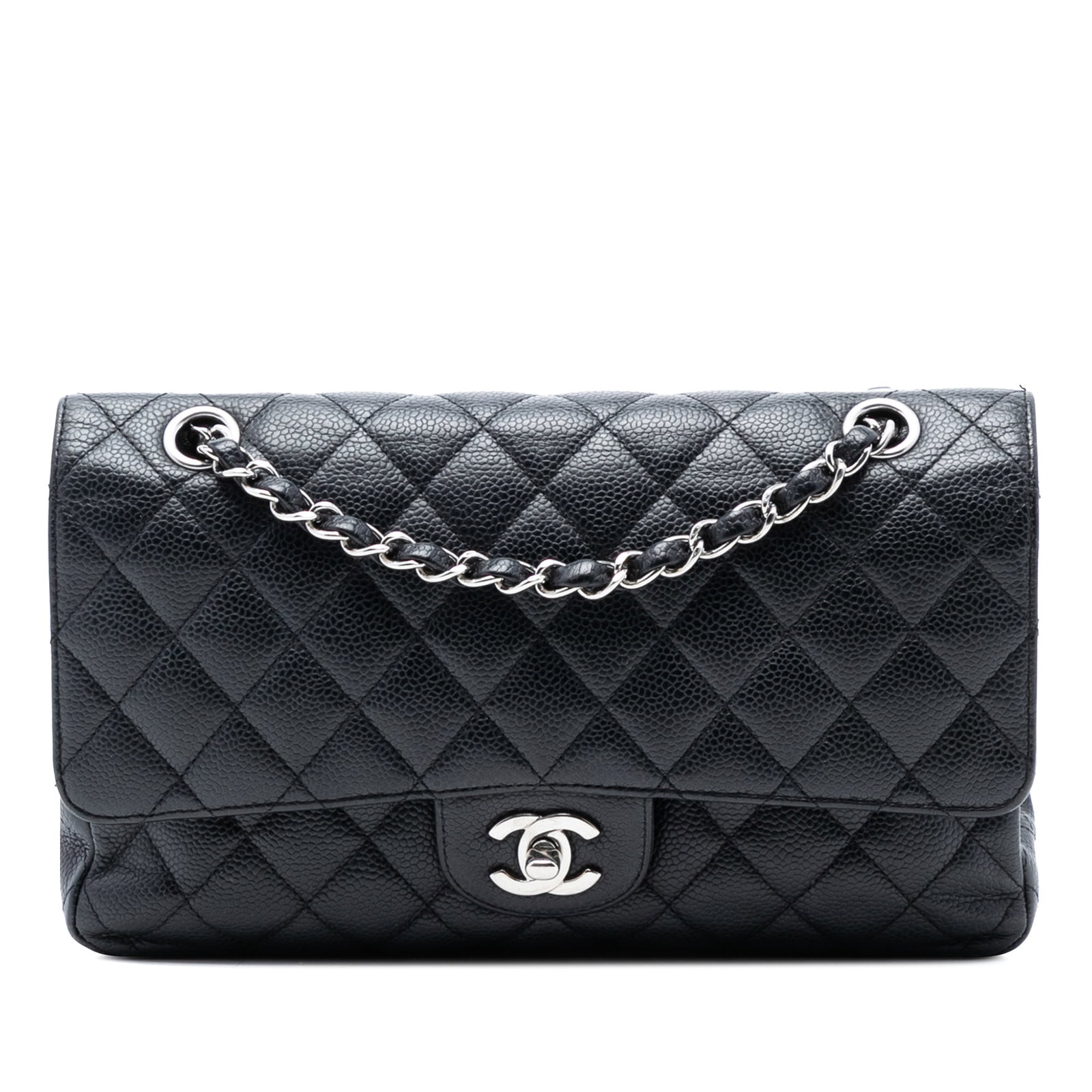 Black Chanel Caviar Leather Medium Classic Double Flap Shoulder Bag (1 of 8)