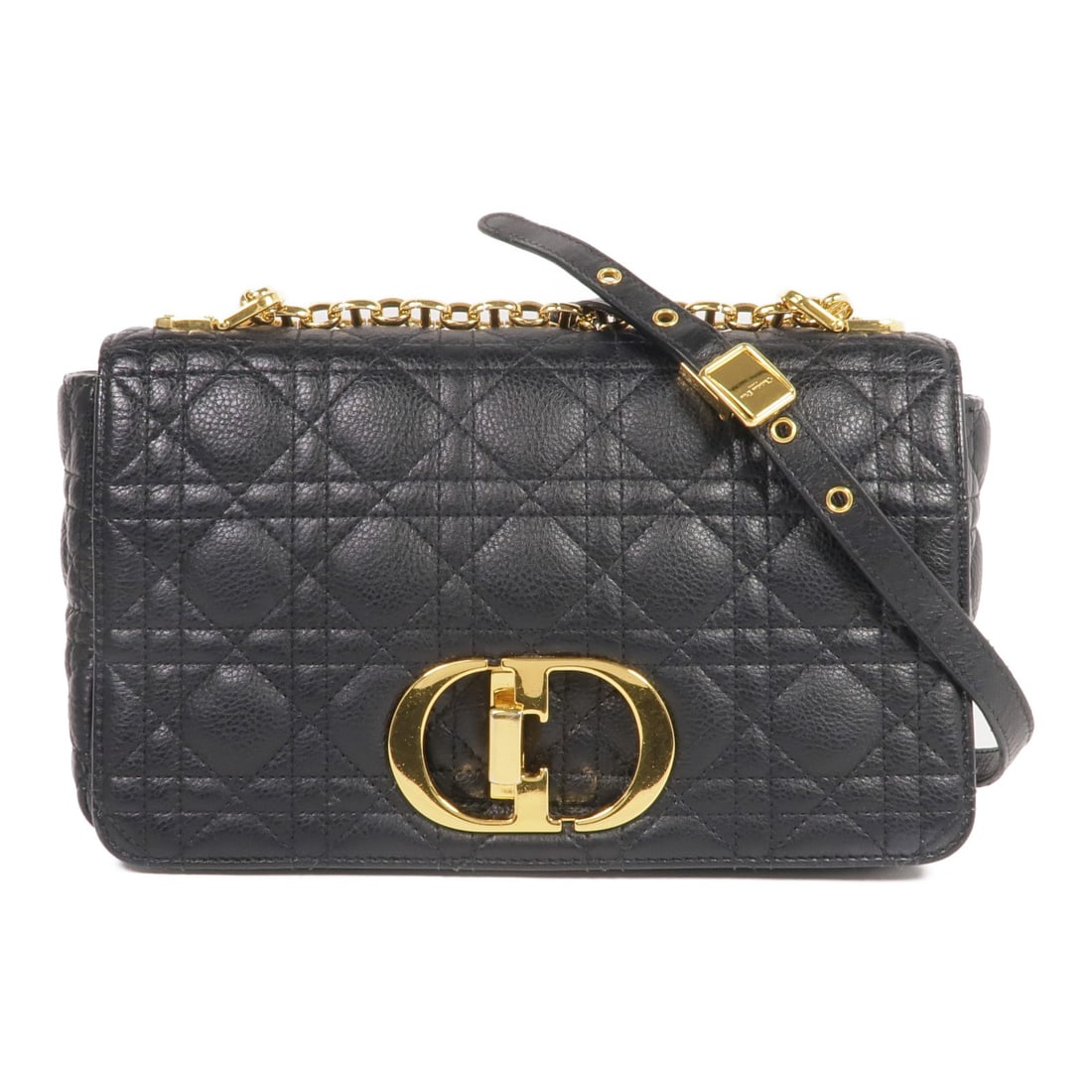 Christian Dior Medium Chain Shoulder Bag Black Calfskin Leather GHW (1 of 18)