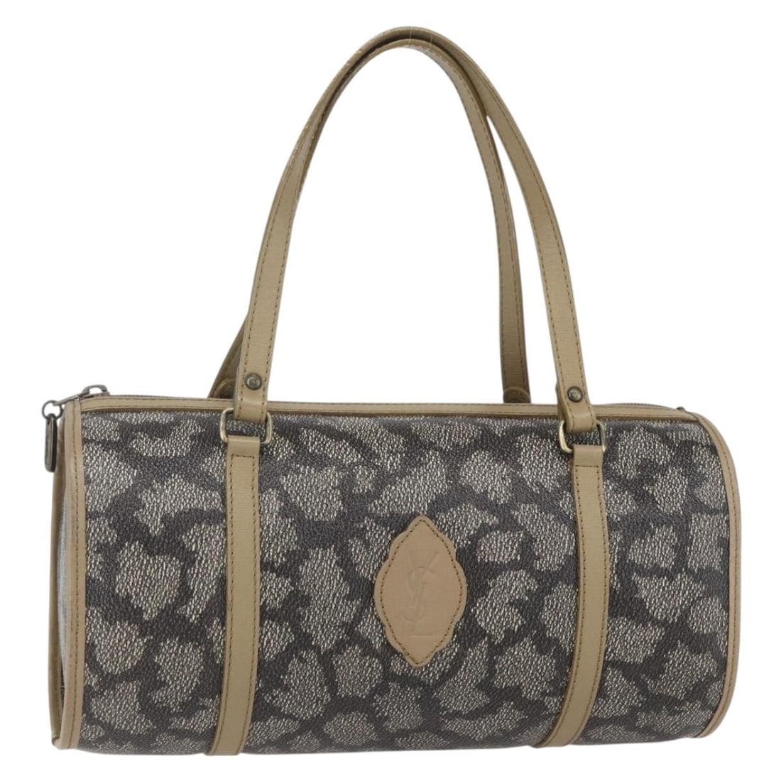 SAINT LAURENT Gray Beige PVC Canvas Hand Bag Auth (1 of 18)