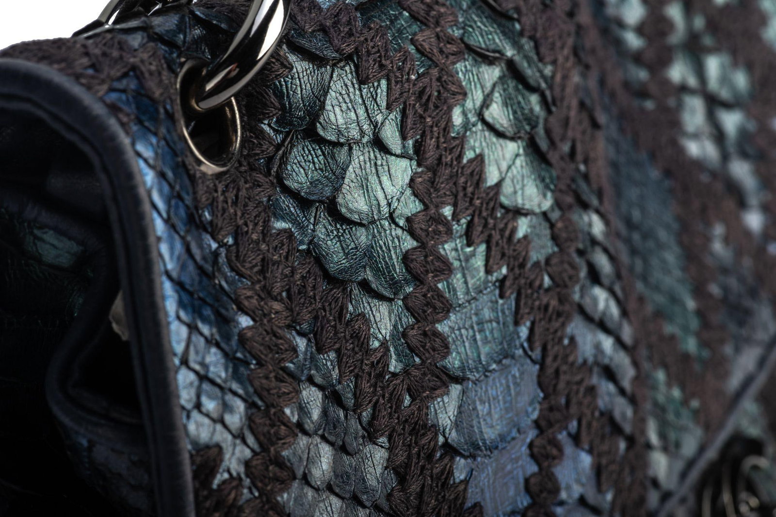 Chanel Maxi Python Bag Navy Blue Collection 11 Authentic - 11