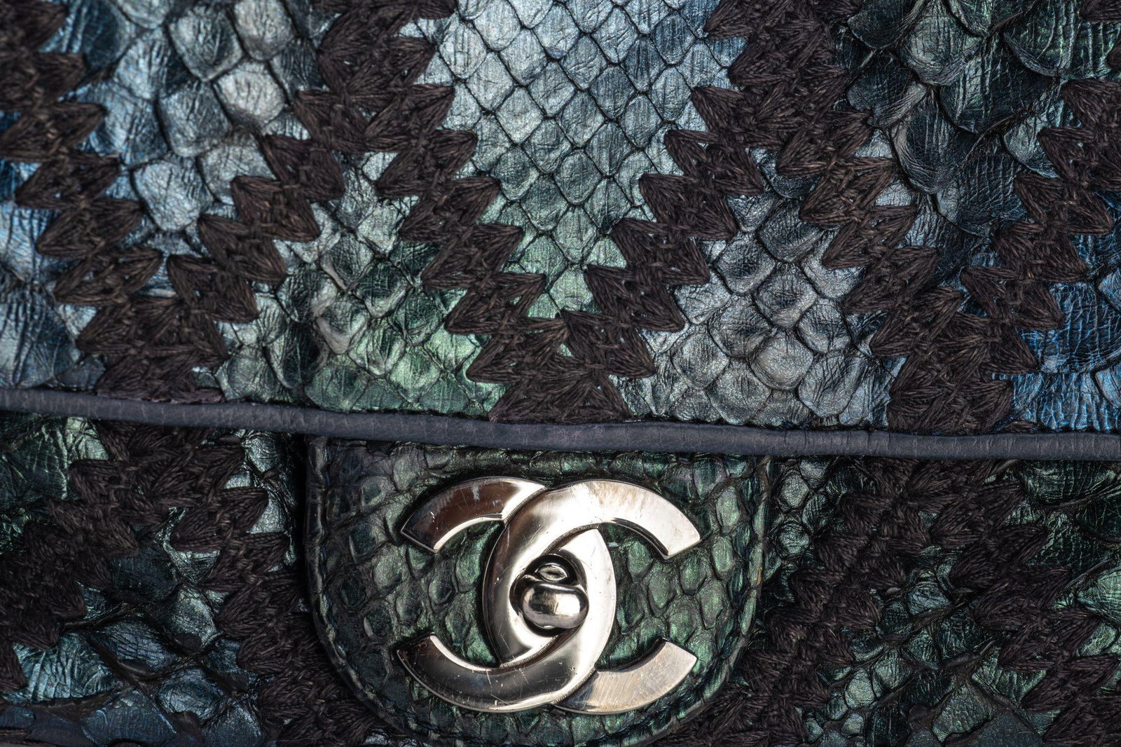 Chanel Maxi Python Bag Navy Blue Collection 11 Authentic - 6