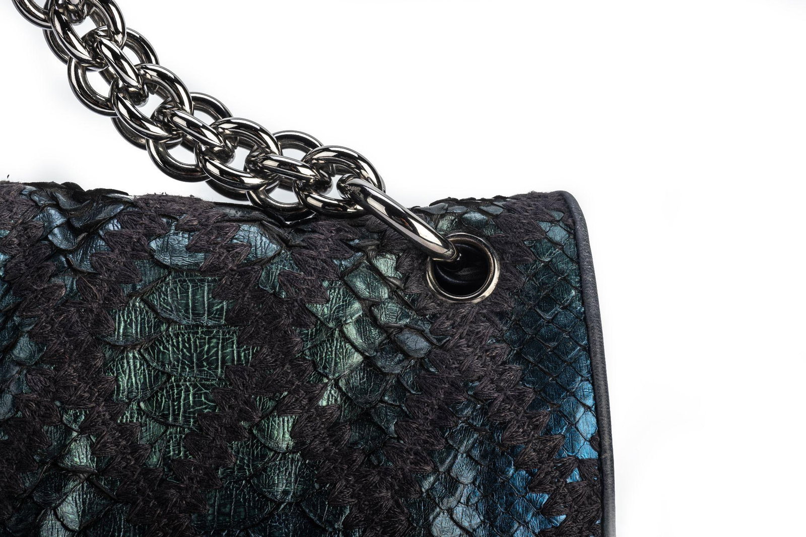 Chanel Maxi Python Bag Navy Blue Collection 11 Authentic - 9