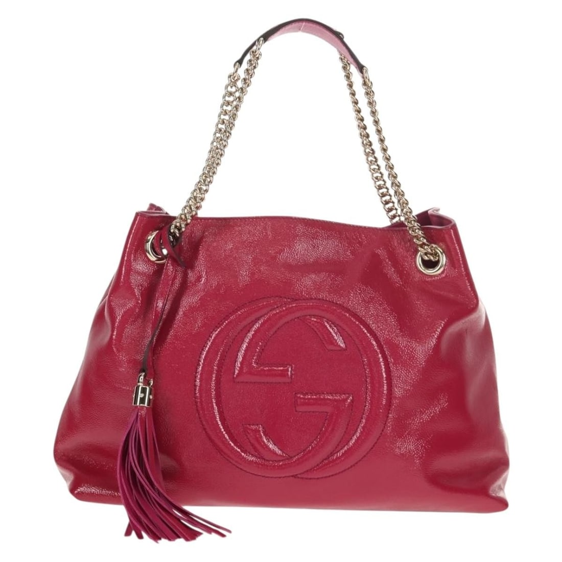 Pink Patent Leather Gucci Soho Shoulder Bag with Chain Strap (1 of 18)