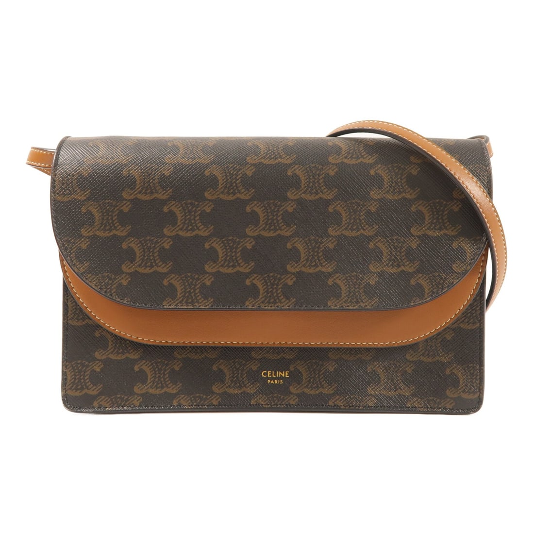 Celine Brown Shoulder Bag PVC Coated Canvas Gold Hardware (1 of 13)