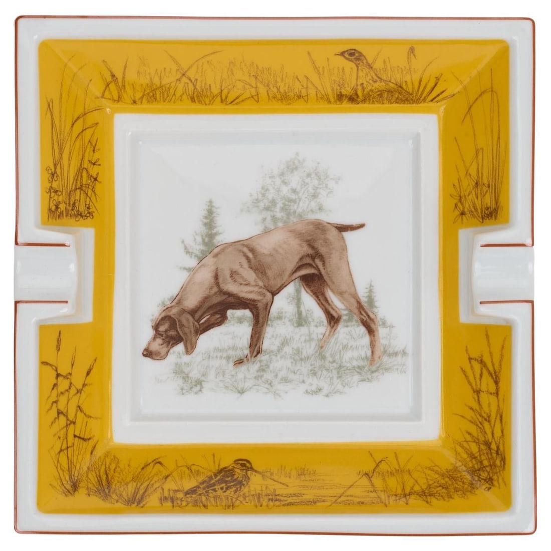 Hermes Braque Allemand Dog Porcelain Ashtray 6in France (1 of 4)