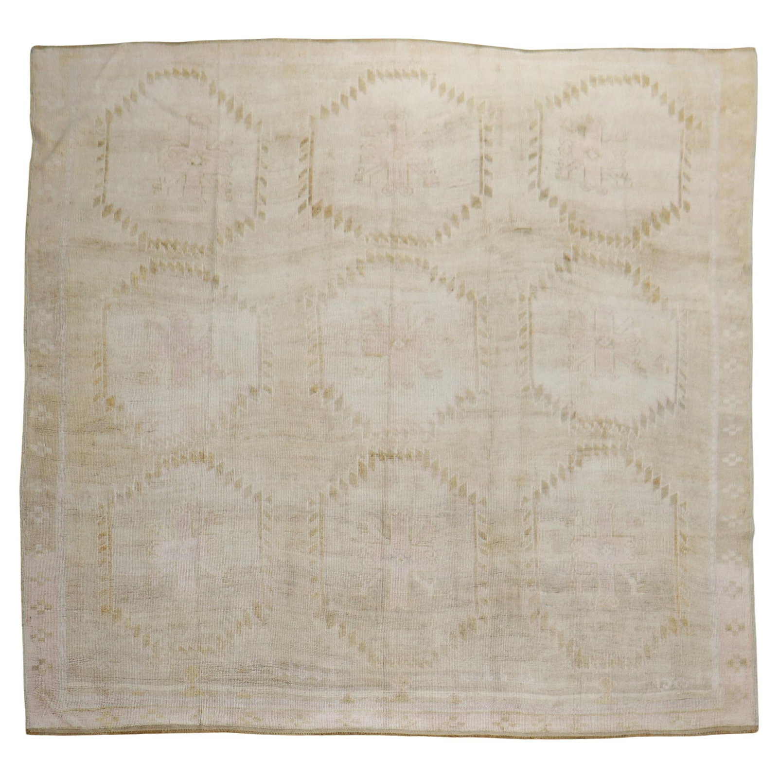 Mid-20th Century Turkish Kars Hand-Knotted Wool Tribal Rug 9'7" x 10': Mid-20th Century Turkish Kars Hand-Knotted Wool Tribal Rug 9'7" x 10' Enhance your living space with this exquisite Turkish rug from the Zabihi Collection. This mid-20th century piece features a strik