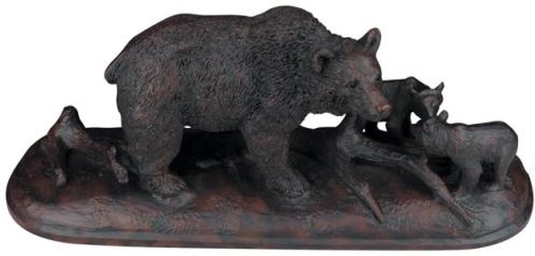 Lodge Style Oxblood Red Mother Bear Sculpture 8H 19W 7D (1 of 1)