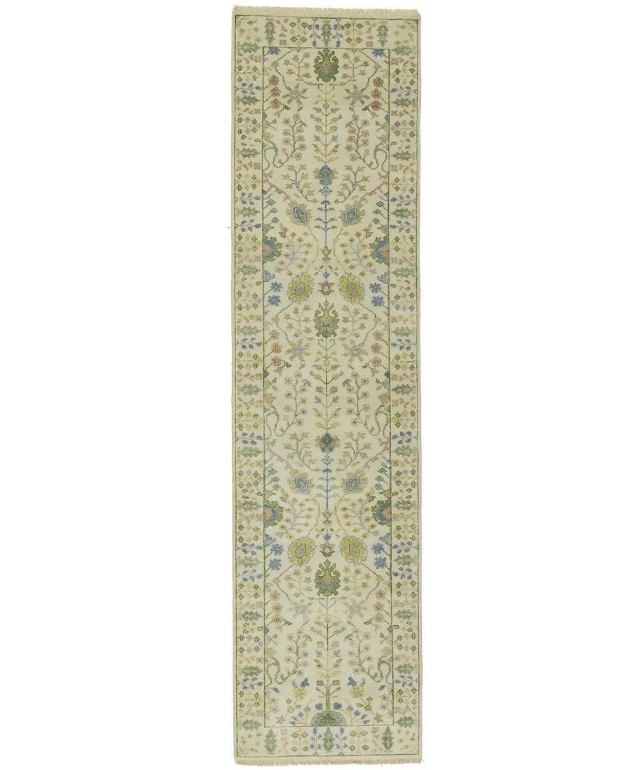 Hand-Knotted Wool Floral Runner Rug 2'6 x 9'11 Tree of Life Design: Hand-Knotted Wool Floral Runner Rug 2'6 x 9'11 Tree of Life Design This handmade Chobi Oriental runner rug features a floral Tree of Life design with a modern, transitional style. Hand-knotted from wo