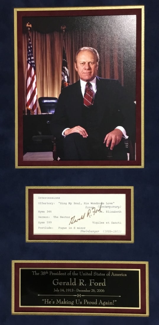 Gerald Ford Signed Document Custom Framed JSA Authentication - 2