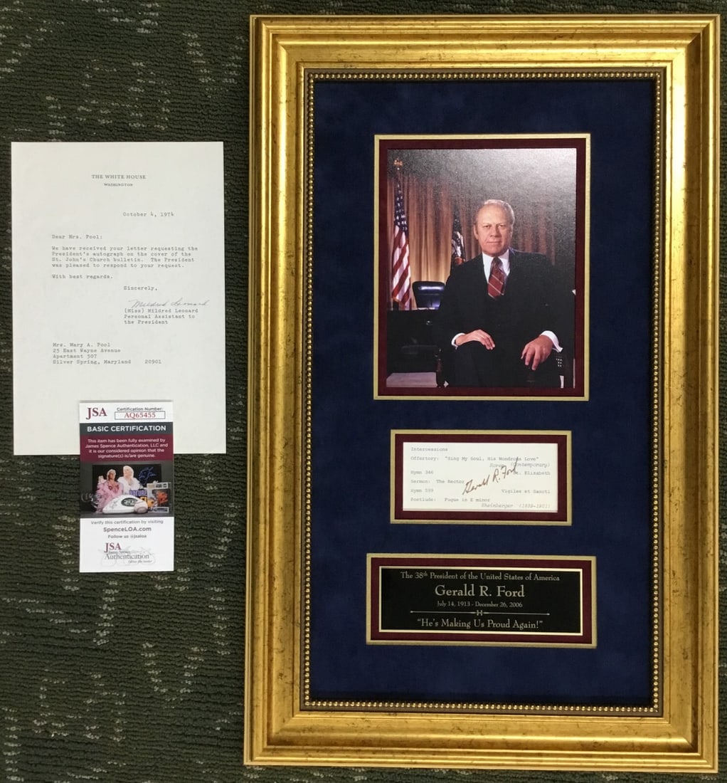 Gerald Ford Signed Document Custom Framed JSA Authentication - 6