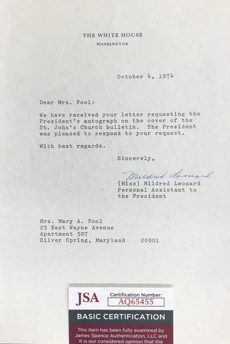 Gerald Ford Signed Document Custom Framed JSA Authentication - 7