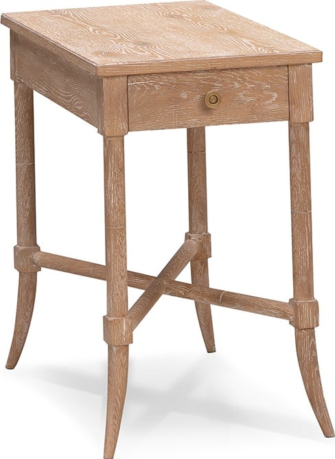 Woodbridge Tradd Limewash Drink Table with Drawer 22H 13W 23D: Woodbridge Tradd Limewash Drink Table with Drawer 22H 13W 23D Enhance your living space with this elegant Limewash Wood Drink Table, part of the Tradd collection. This stylish rectangular table featur