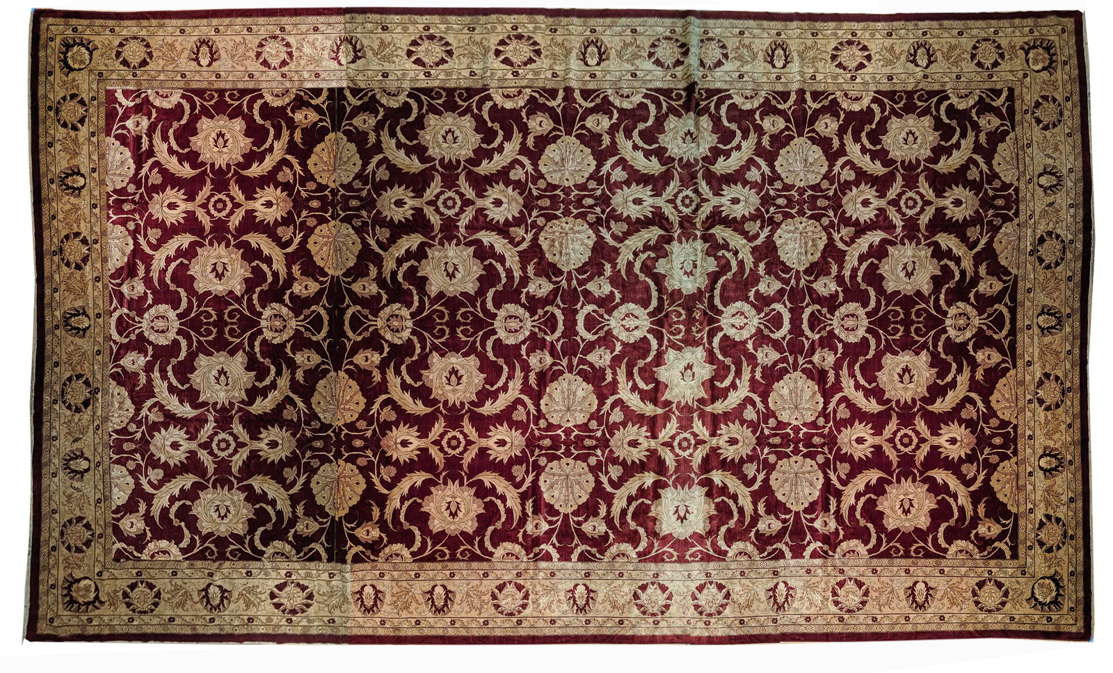 19.1 x 27.7 Burgundy Ghazni Wool Chobi Peshawar Handcrafted Rug: 19.1 x 27.7 Burgundy Ghazni Wool Chobi Peshawar Handcrafted Rug Free continental US Shipping Enhance your living space with this luxurious 19.1 x 27.7 Silky Ghazni Wool Chobi Peshawar Large Rug in a s