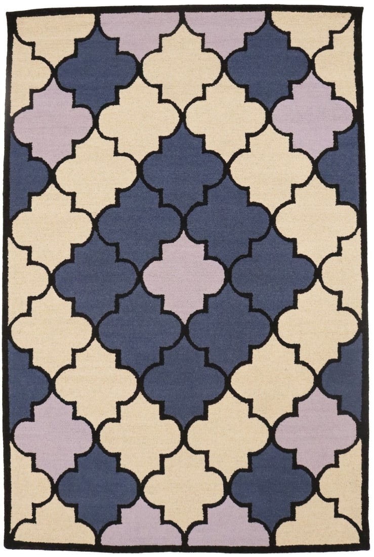 Modern 5x8 Wool Hand-Tufted Area Rug Multicolored Trellis Pattern (1 of 13)