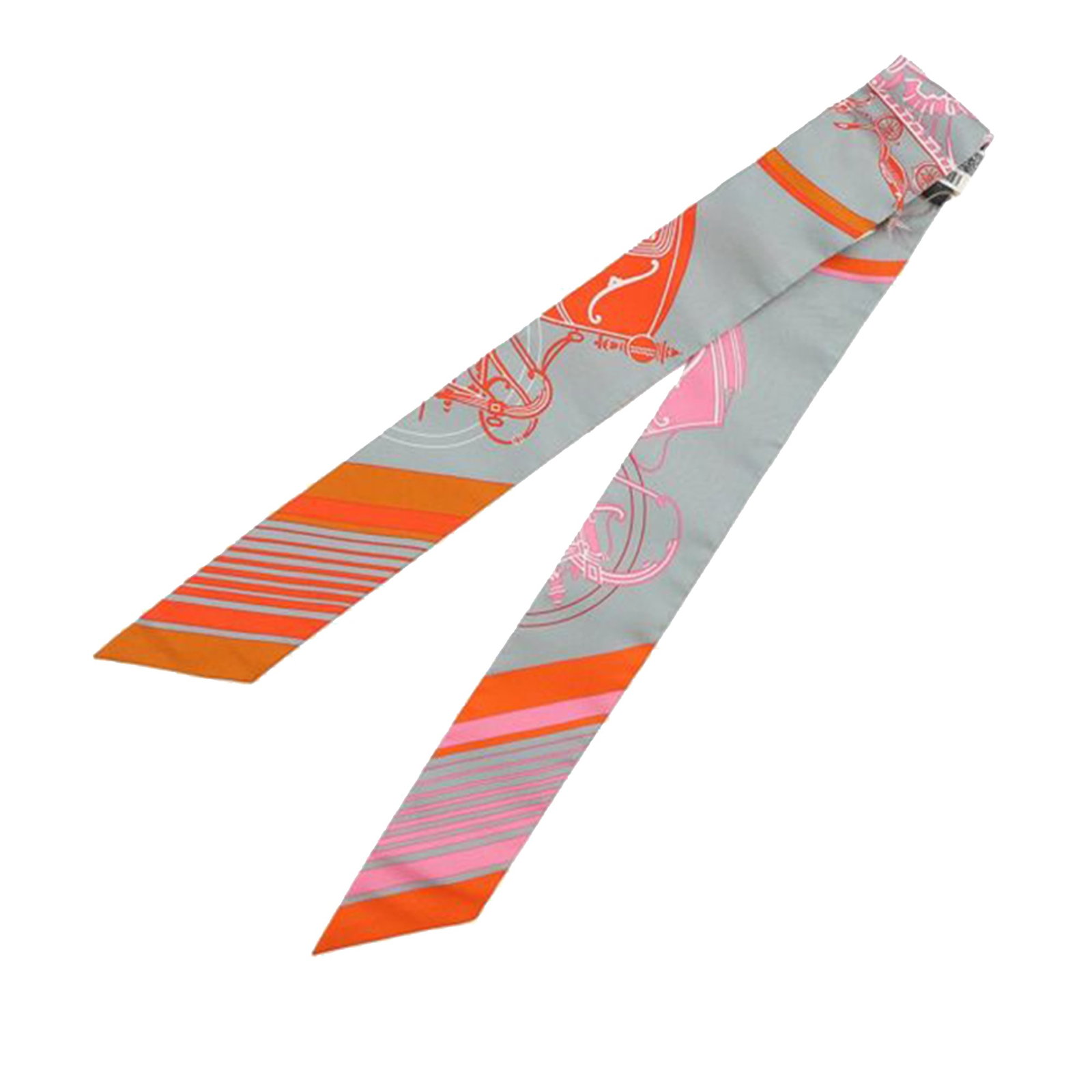 Hermes Ex Libris Gray Silk Twilly Scarf from France (1 of 11)