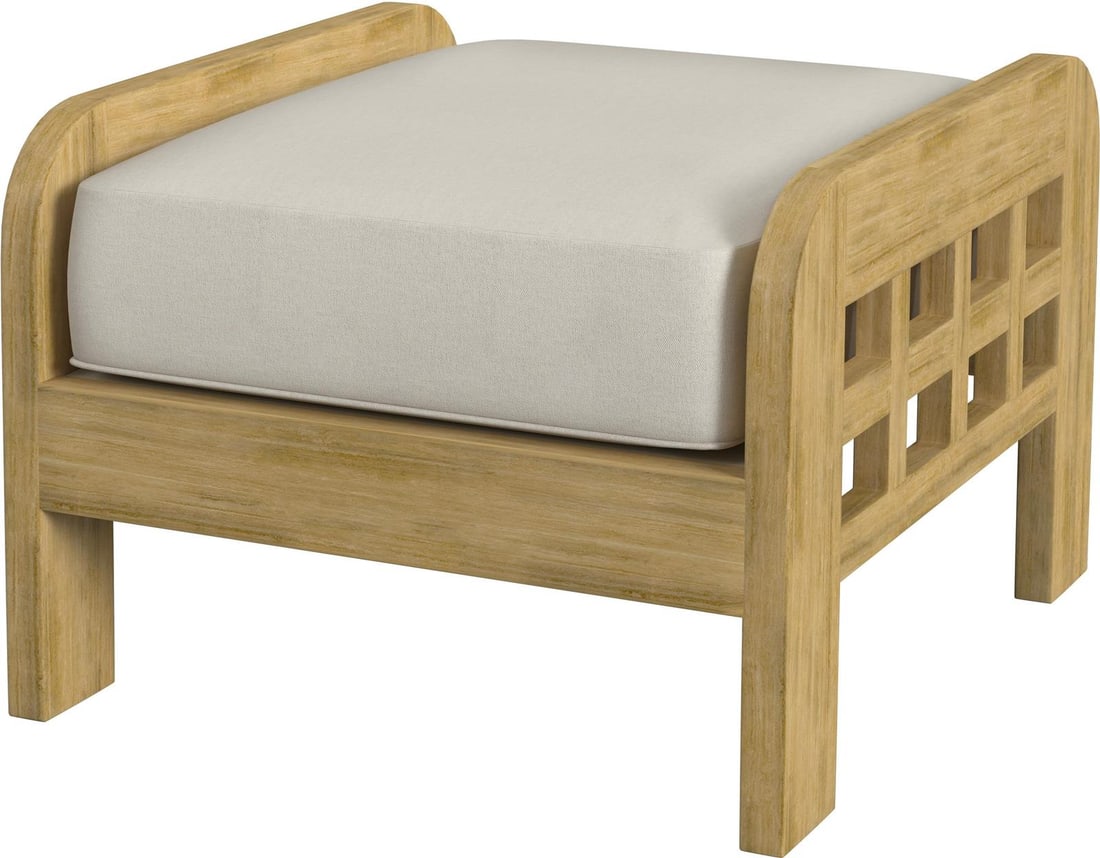 Butler Monhegan Outdoor Teak Ottoman Coastal Style 17.25H 24W 26D (1 of 5)