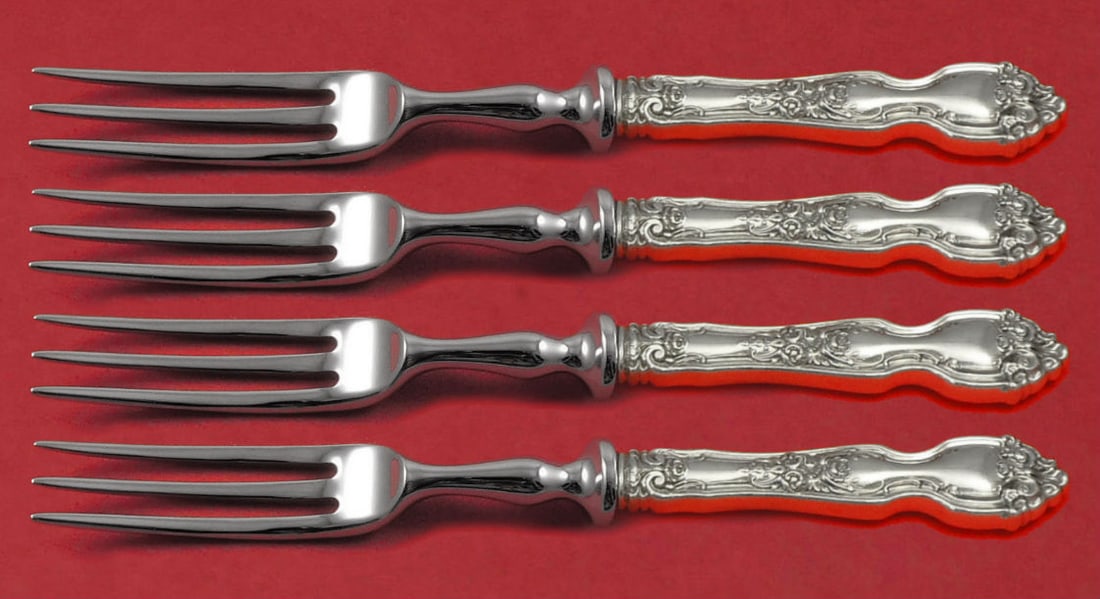 Wallace La Reine Sterling Silver 4-Piece Fruit Fork Set 6" (1 of 2)