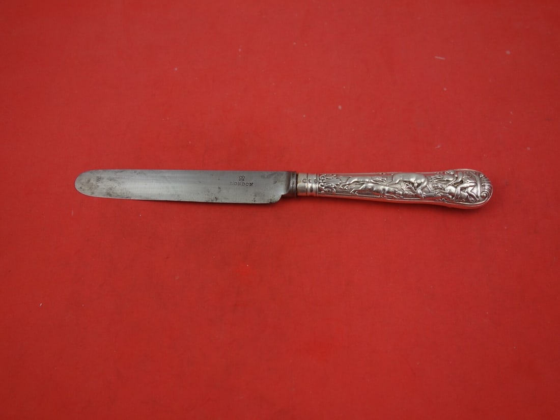 Paul Storr Stag Hunt Sterling Silver Dessert Knife 8 7/8 inches (1 of 2)