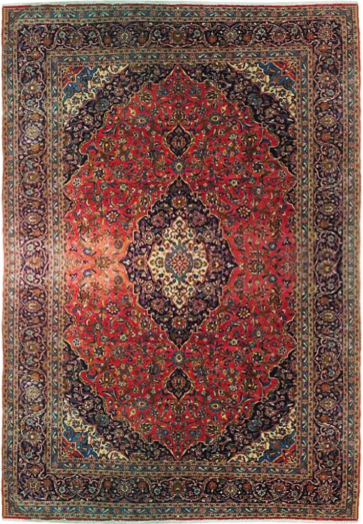Handcrafted 9.9 x 13.7 Persian Kashan Rug Red Wool Traditional Design (1 of 6)
