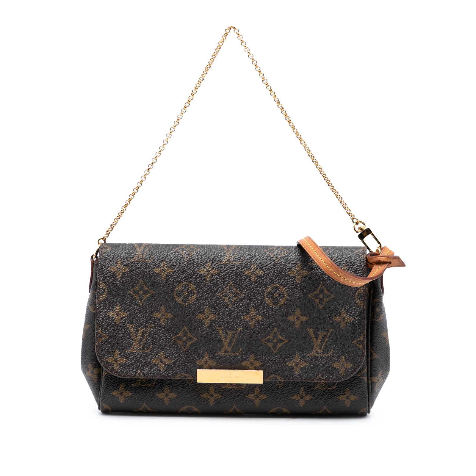Louis Vuitton Monogram Favorite PM Bag with Leather Straps: Louis Vuitton Monogram Favorite PM Bag with Leather Straps The Louis Vuitton Monogram Favorite PM is a chic and versatile bag crafted from monogram canvas. It features a detachable flat vachetta leath