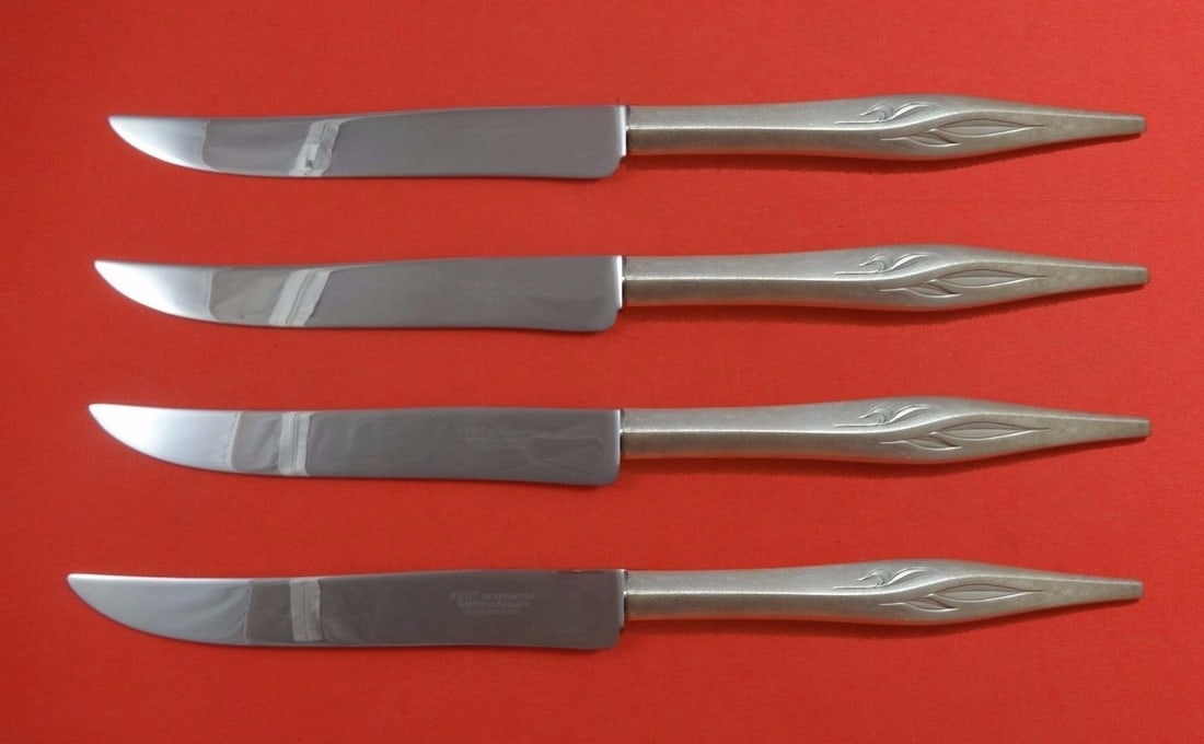 Wallace Dawn Mist Sterling Silver Steak Knife Set 4pc Texas Sized (1 of 1)